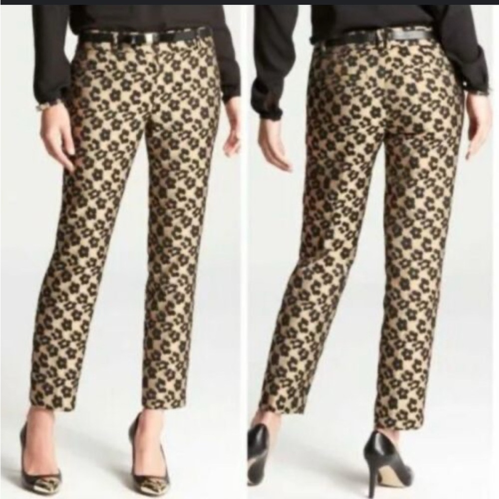 ANN TAYLOR - Brocade Wool blend Leopard Gold & Black Pants - size US 4